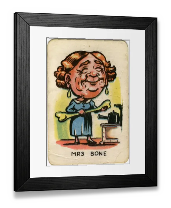 Framed Print : Happy Familes Playing Cards - Mrs Bone Framed Print : Happy Familes Playing Cards - Mrs Bone