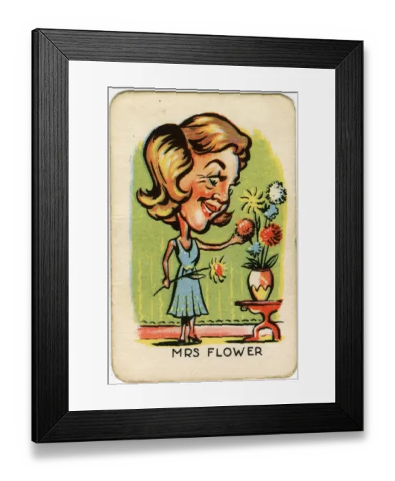 Framed Print : Happy Familes Playing Cards - Mrs Flower Framed Print : Happy Familes Playing Cards - Mrs Flower