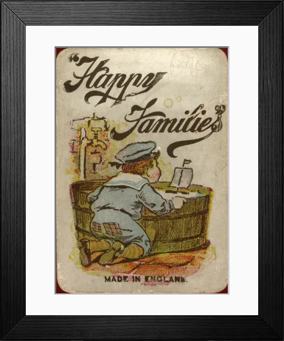 Framed Print : Happy Families Playing Cards - box lid design Framed Print : Happy Families Playing Cards - box lid design