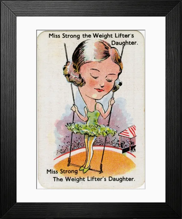 Framed Print : Happy Families Playing Cards - Miss Strong Framed Print : Happy Families Playing Cards - Miss Strong