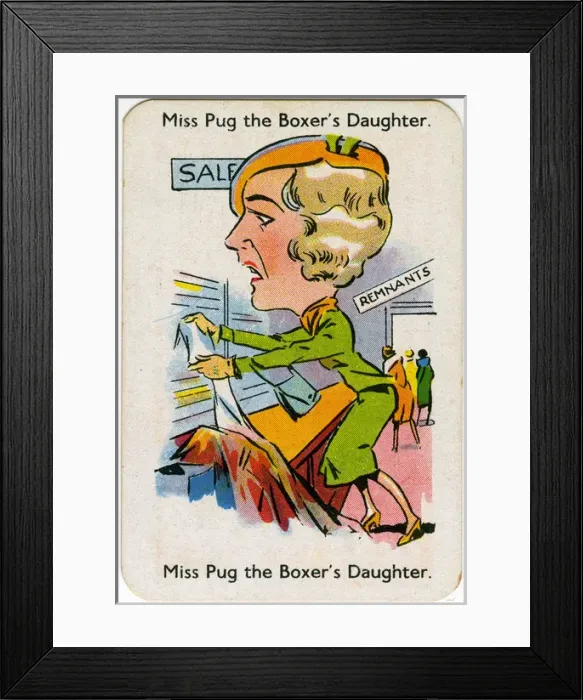 Framed Print : Happy Families Playing Cards - Miss Pug Framed Print : Happy Families Playing Cards - Miss Pug