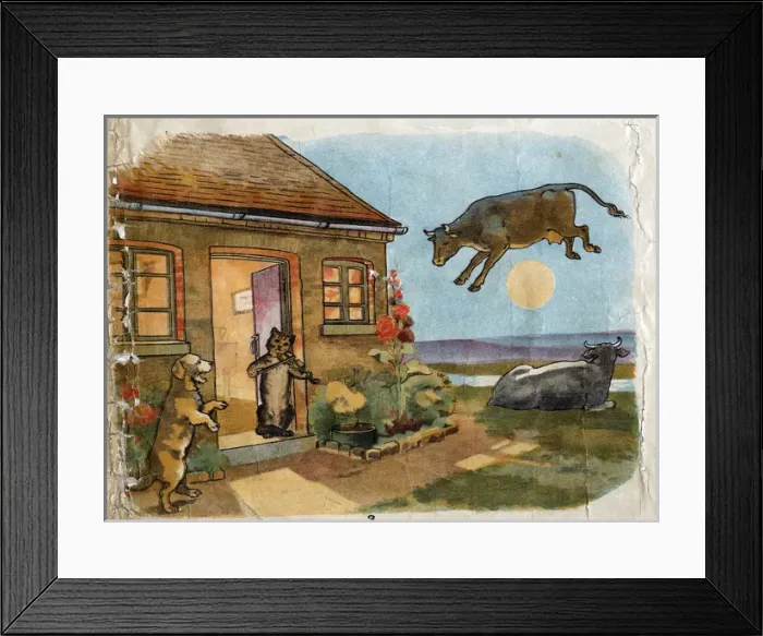 Framed Print : Illustration, Hey Diddle Diddle Framed Print : Illustration, Hey Diddle Diddle