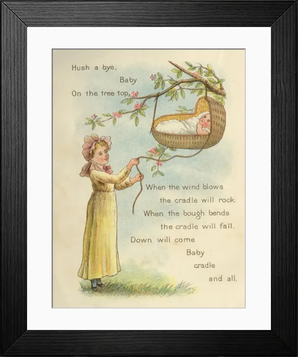 Framed Print : Illustration, Hush a bye Baby Framed Print : Illustration, Hush a bye Baby