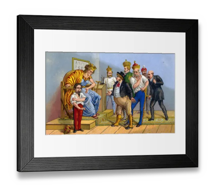 Framed Print : Cartoon, John Bulls Vindication Before Dame Europa Framed Print : Cartoon, John Bulls Vindication Before Dame Europa