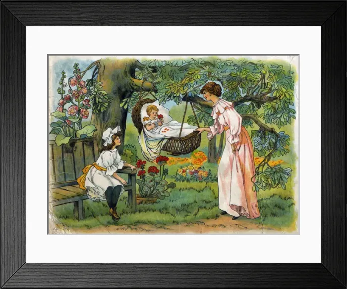 Framed Print : Illustration, Hush-A-Bye-Baby Framed Print : Illustration, Hush-A-Bye-Baby