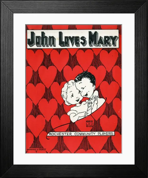 Framed Print : Theatre poster, John Loves Mary Framed Print : Theatre poster, John Loves Mary