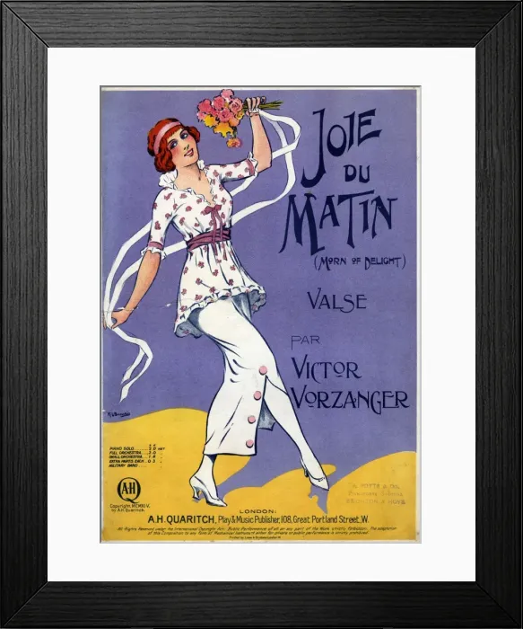 Framed Print : Music cover, Joie du Matin Valse Framed Print : Music cover, Joie du Matin Valse