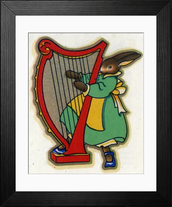 Framed Print : Mrs Rabbit playing a Harp Framed Print : Mrs Rabbit playing a Harp