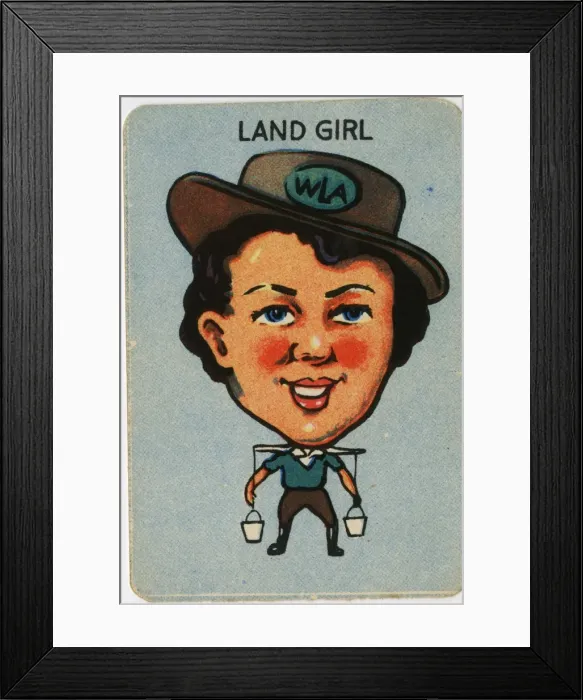 Framed Print : Old Maid card - Land Girl Framed Print : Old Maid card - Land Girl