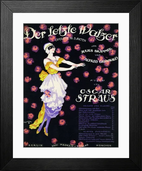 Framed Print : Music cover, Der Letzte Waltzer, operetta in three acts Framed Print : Music cover, Der Letzte Waltzer, operetta in three acts