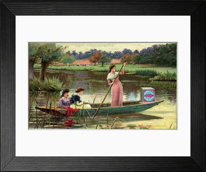 Framed Print : Peek Frean Biscuits advertising trade card - punting Framed Print : Peek Frean Biscuits advertising trade card - punting