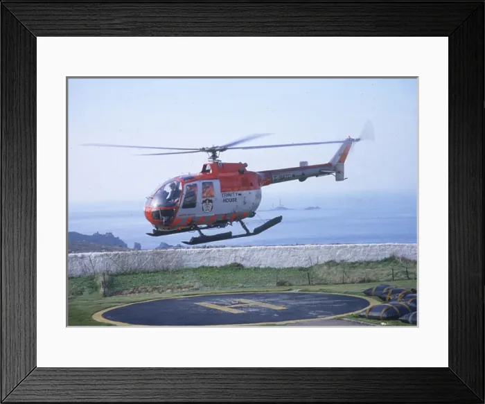 Framed Print : Trinity House Service Helicopter of Sennen Framed Print : Trinity House Service Helicopter of Sennen
