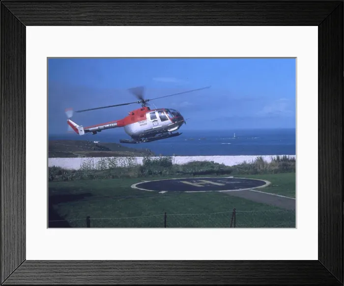 Framed Print : Trinity House Service Helicopter of Sennen Framed Print : Trinity House Service Helicopter of Sennen
