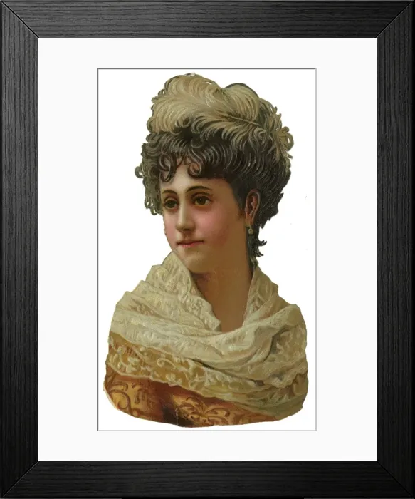 Framed Print : Victorian scrap, woman, head and shoulders Framed Print : Victorian scrap, woman, head and shoulders