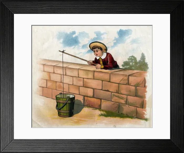 Framed Print : Simple Simon fishing in a bucket Framed Print : Simple Simon fishing in a bucket
