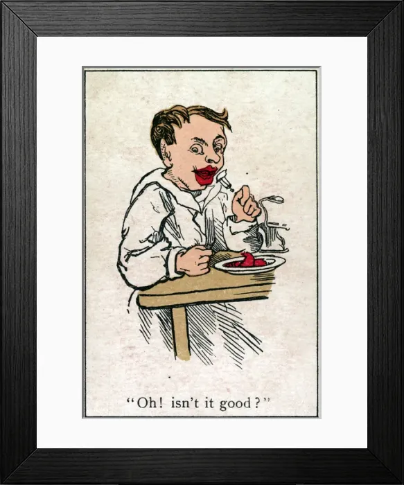 Framed Print : Snap Playing Card - Boy enjoying a meal Framed Print : Snap Playing Card - Boy enjoying a meal
