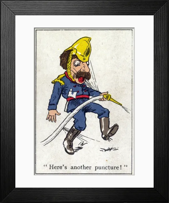 Framed Print : Snap Playing Card - Fireman with punctured hose Framed Print : Snap Playing Card - Fireman with punctured hose