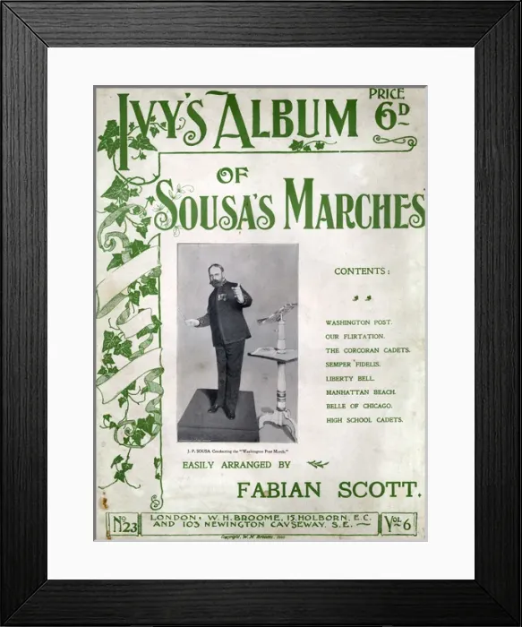 Framed Print : Music cover, Ivys Album of Sousas Marches Framed Print : Music cover, Ivys Album of Sousas Marches