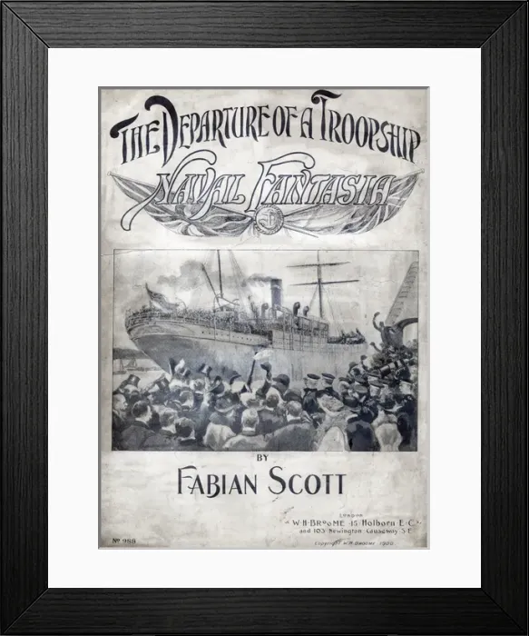 Framed Print : Music cover, The Departure of a Troopship, Naval Fantasia Framed Print : Music cover, The Departure of a Troopship, Naval Fantasia