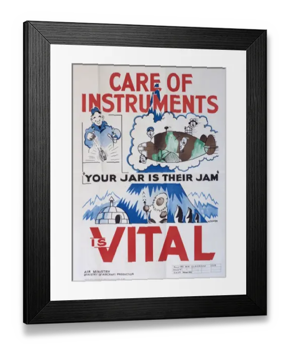 Framed Print : WW2 poster, Care of instruments is vital Framed Print : WW2 poster, Care of instruments is vital