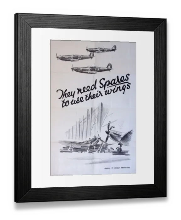 Framed Print : WW2 poster, They need spares to use their wings Framed Print : WW2 poster, They need spares to use their wings