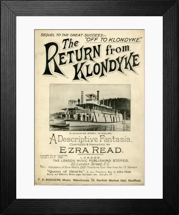 Framed Print : Music cover, The Return from Klondyke Framed Print : Music cover, The Return from Klondyke