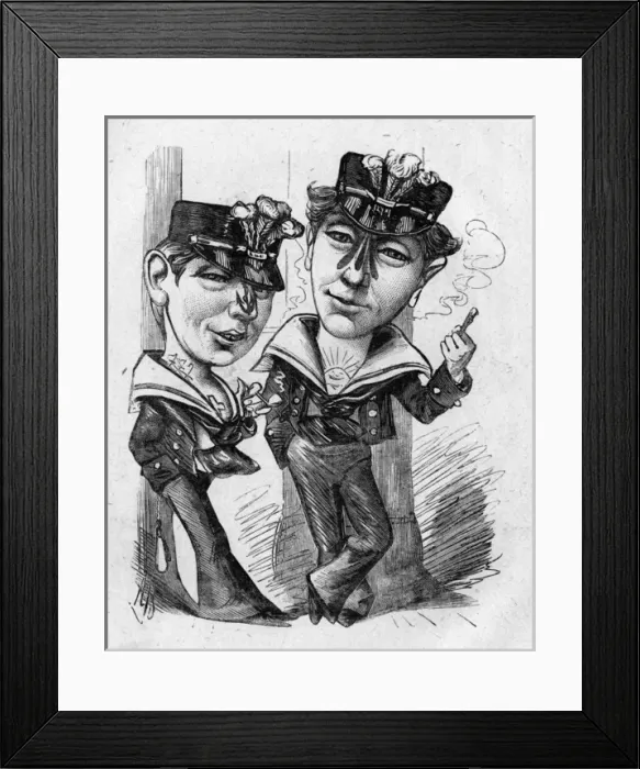 Framed Print : Caricatures of Prince Albert Victor and Prince George Framed Print : Caricatures of Prince Albert Victor and Prince George