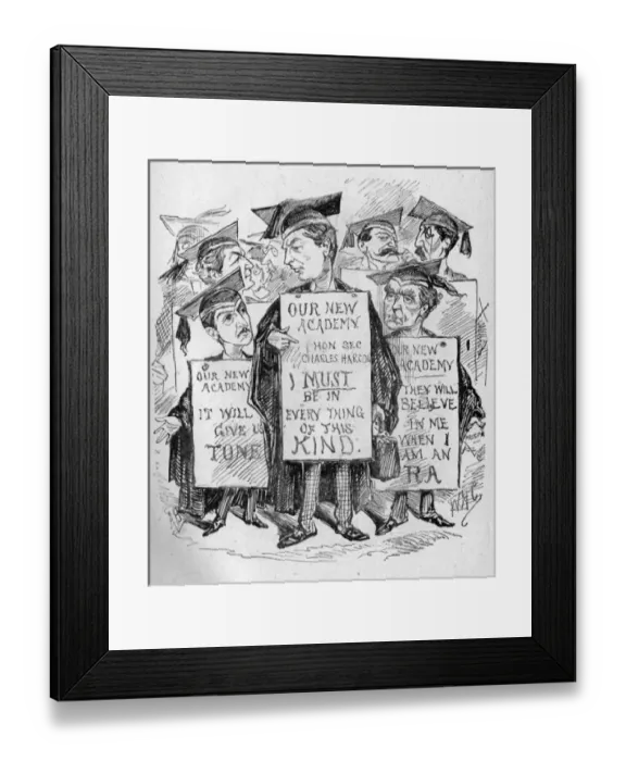 Framed Print : Charles Harcourt and others with placards Framed Print : Charles Harcourt and others with placards