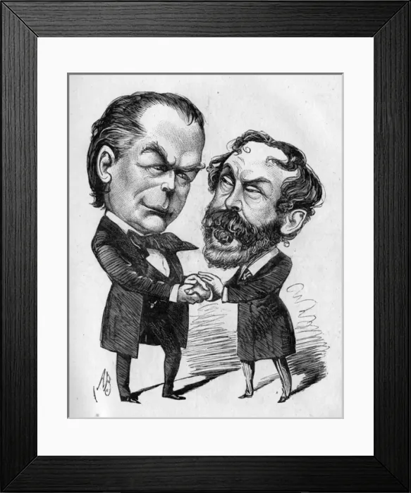 Framed Print : Caricatures, Bradlaugh and Labouchere, fellow-MPs Framed Print : Caricatures, Bradlaugh and Labouchere, fellow-MPs