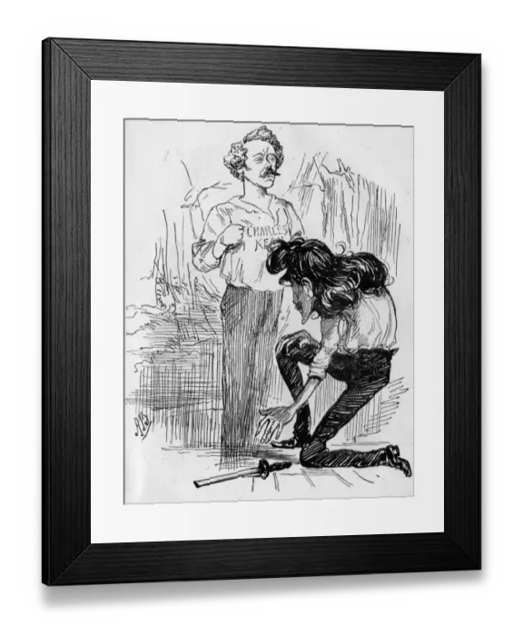 Framed Print : Cartoon, Henry Irving and Charles Kean Framed Print : Cartoon, Henry Irving and Charles Kean