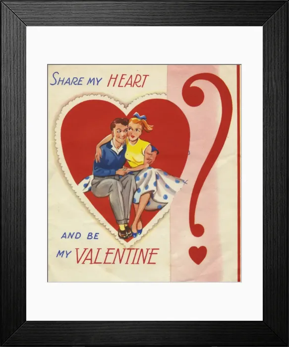 Framed Print : Valentine card, Share My Heart Framed Print : Valentine card, Share My Heart