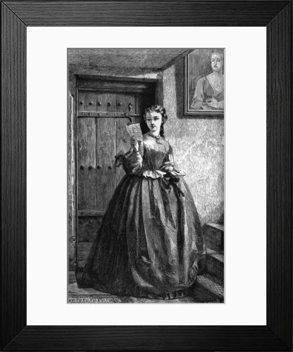 Framed Print : Victorian woman with Valentine card Framed Print : Victorian woman with Valentine card