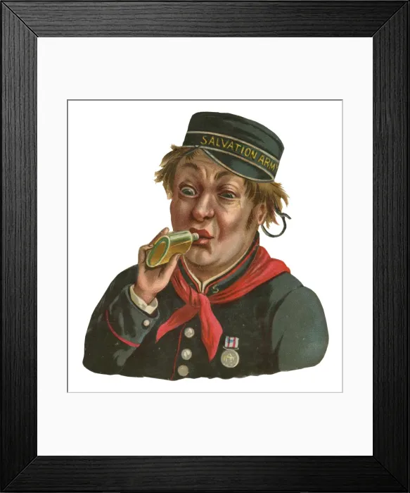 Framed Print : Victorian scrap - comical Salvation Army drinker Framed Print : Victorian scrap - comical Salvation Army drinker