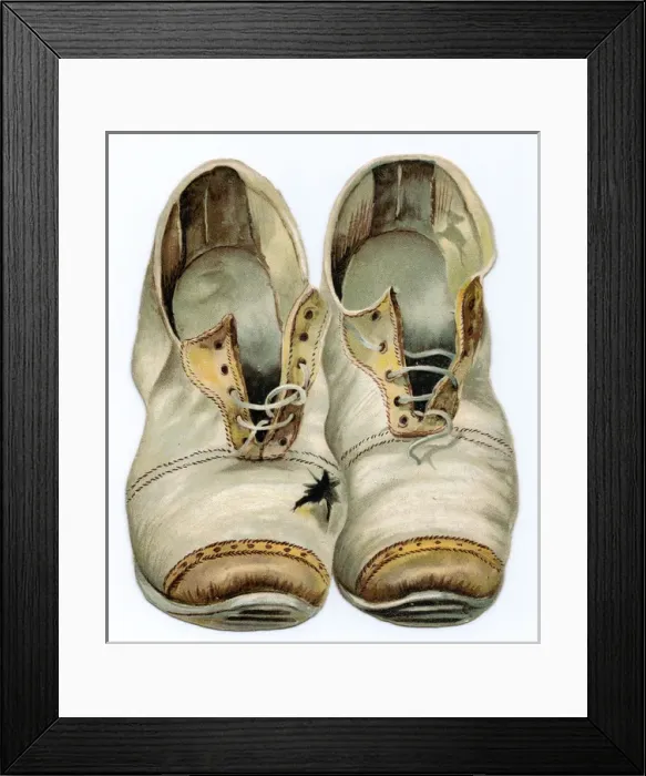 Framed Print : Greetings card, pair of shabby shoes Framed Print : Greetings card, pair of shabby shoes
