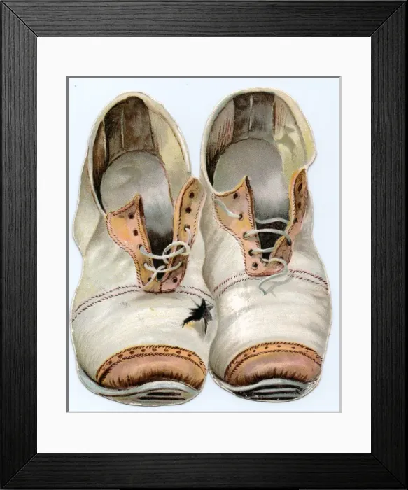 Framed Print : Greetings card, pair of shabby shoes Framed Print : Greetings card, pair of shabby shoes