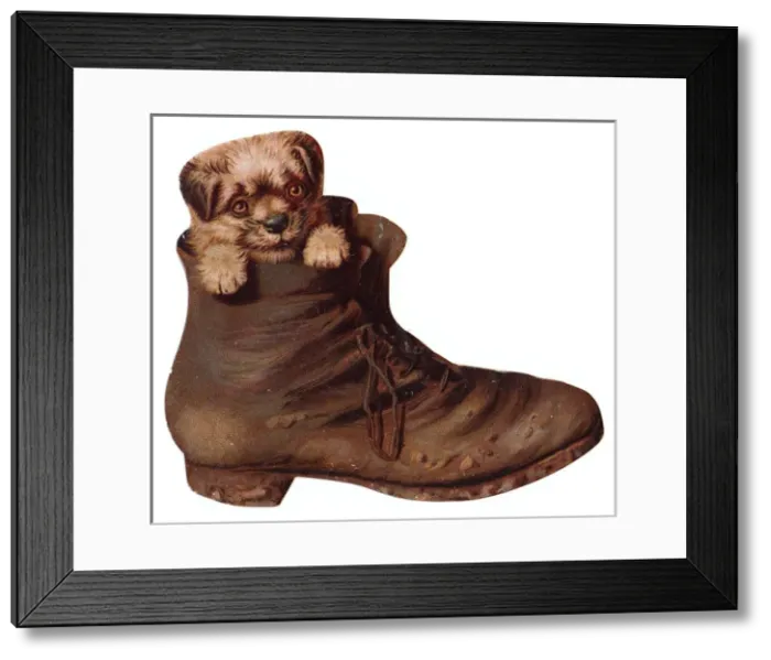 Framed Print : Battered old boot greetings card Framed Print : Battered old boot greetings card