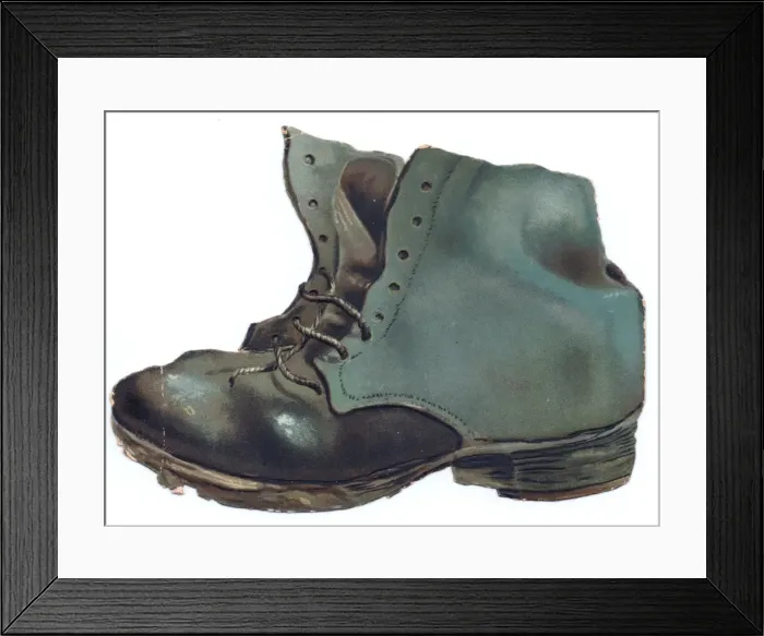 Framed Print : Battered old boot greetings card Framed Print : Battered old boot greetings card