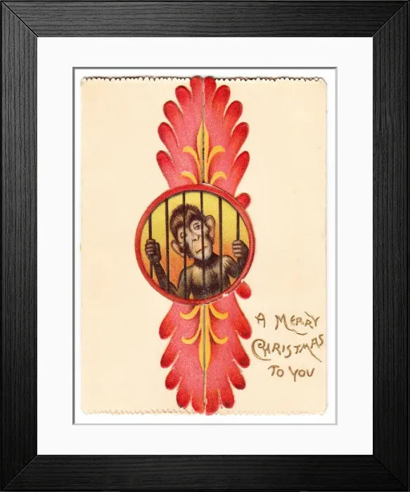 Framed Print : Smiling Chinese man on a Christmas card Framed Print : Smiling Chinese man on a Christmas card