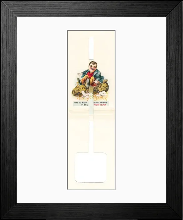 Framed Print : Smiling man on a Christmas and New Year card Framed Print : Smiling man on a Christmas and New Year card