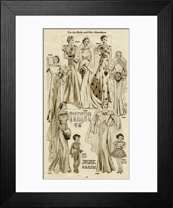 Framed Print : Bride and her attendants 1936 Framed Print : Bride and her attendants 1936