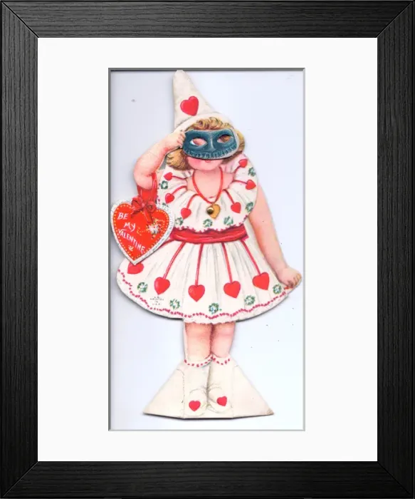 Framed Print : Little girl in fancy dress on a Valentine card Framed Print : Little girl in fancy dress on a Valentine card