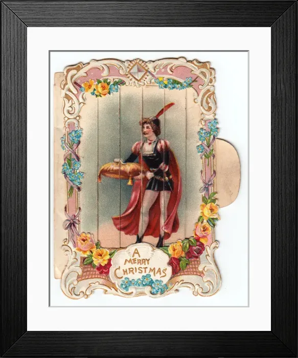 Framed Print : Man in historical costume on a Christmas card Framed Print : Man in historical costume on a Christmas card