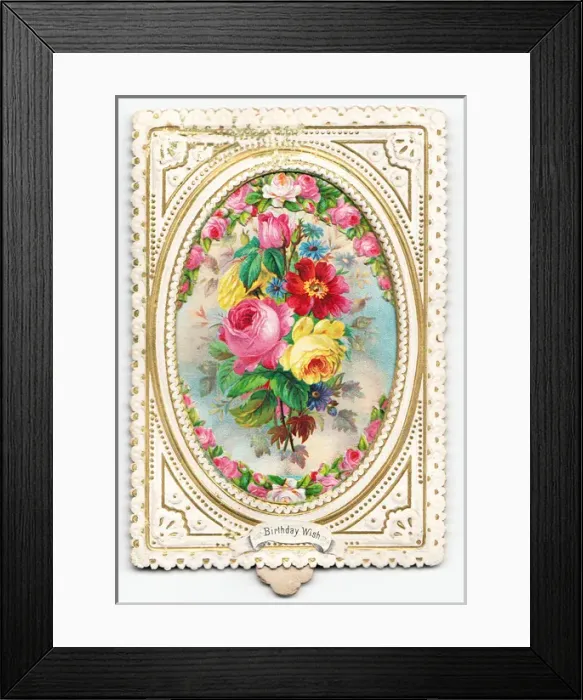 Framed Print : Flowers on a birthday card Framed Print : Flowers on a birthday card