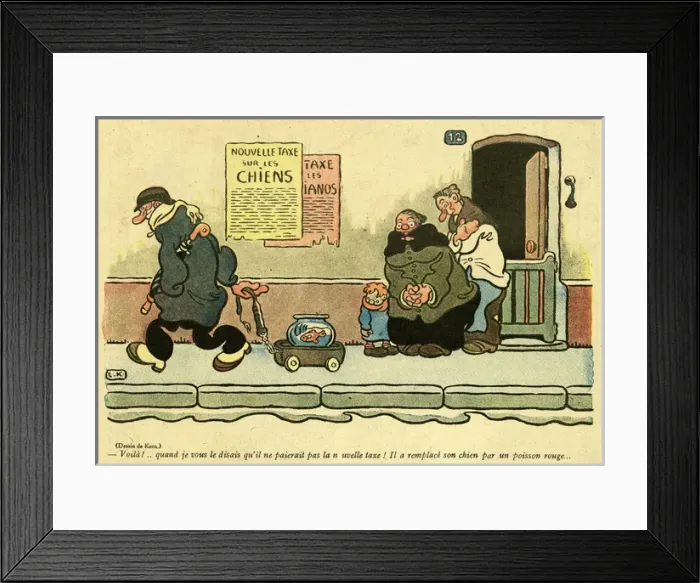 Framed Print : Cartoon, New taxes on dogs, WW1 Framed Print : Cartoon, New taxes on dogs, WW1