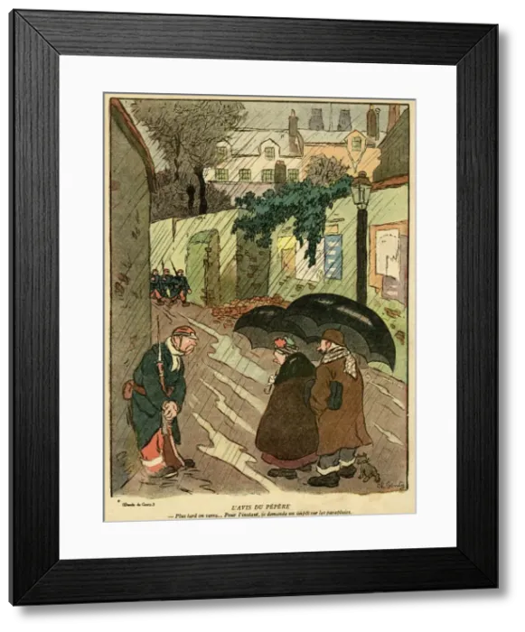 Framed Print : Cartoon, Grandpas advice, WW1 Framed Print : Cartoon, Grandpas advice, WW1