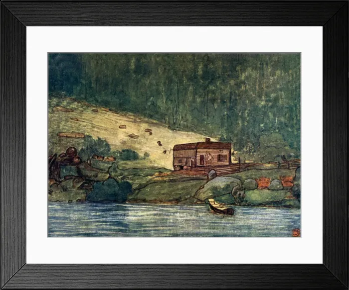 Framed Print : A little farm on the riverside at Gjora