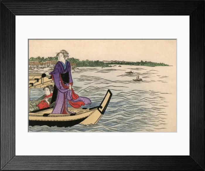 Framed Print : Two pretty Japanese women on a riverboat Framed Print : Two pretty Japanese women on a riverboat