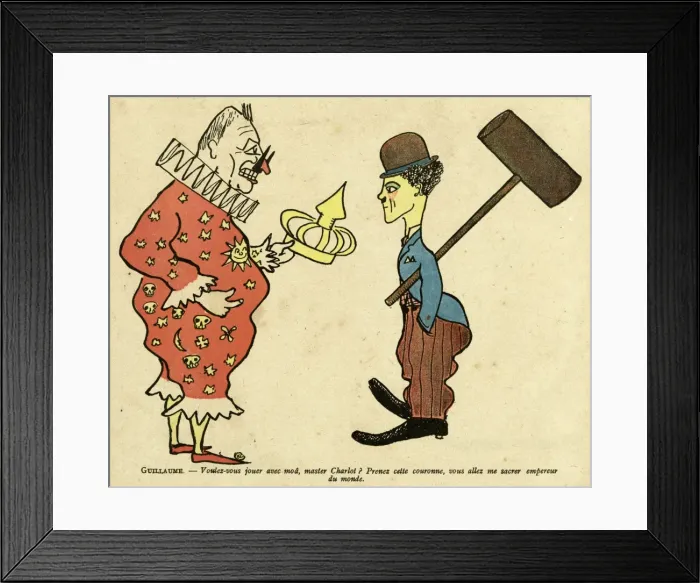 Framed Print : Cartoon, Kaiser Wilhelm and Charlot, WW1 Framed Print : Cartoon, Kaiser Wilhelm and Charlot, WW1
