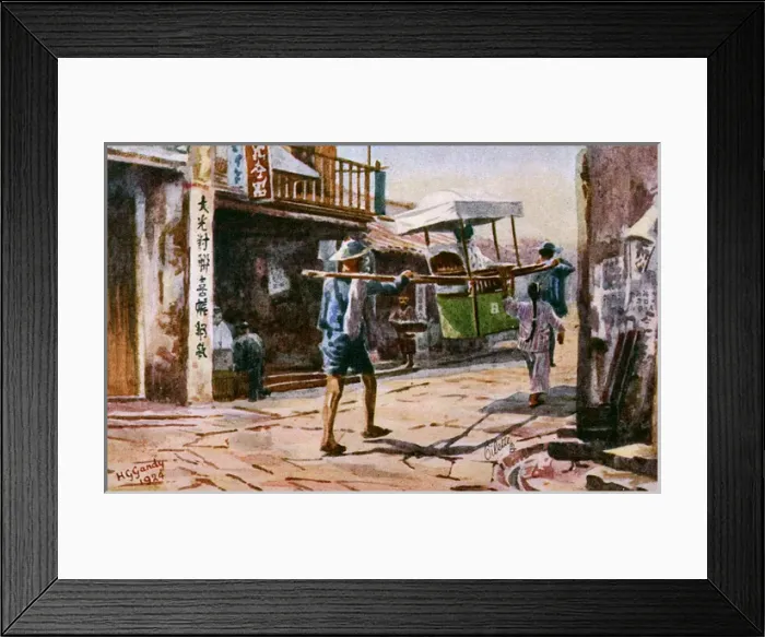 Framed Print : Rickshaw scene in Hong Kong, China Framed Print : Rickshaw scene in Hong Kong, China
