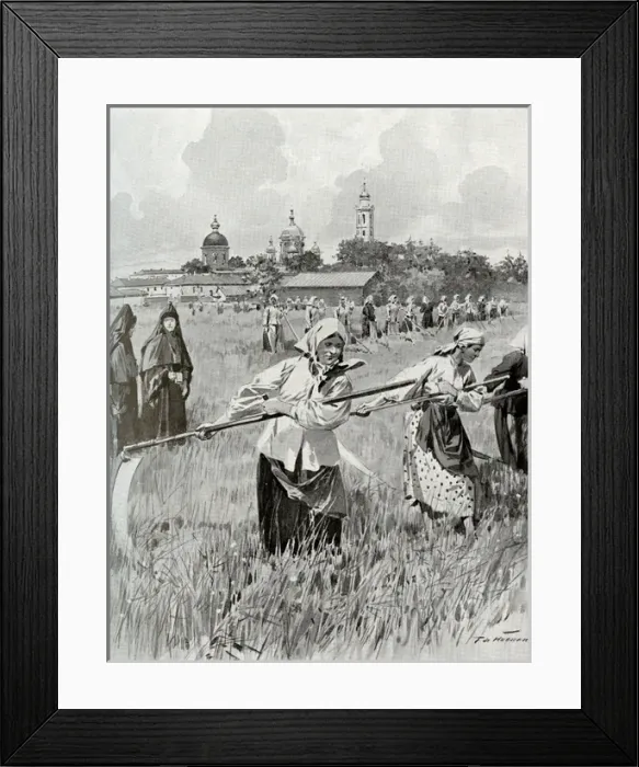 Framed Print : A convent in Novgorod: Nuns making hay Framed Print : A convent in Novgorod: Nuns making hay